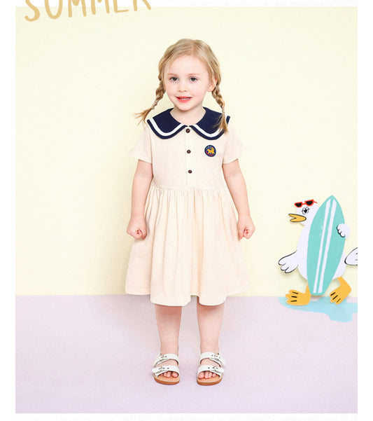 Good Melli Schoollook Dress - Ivory / Navy