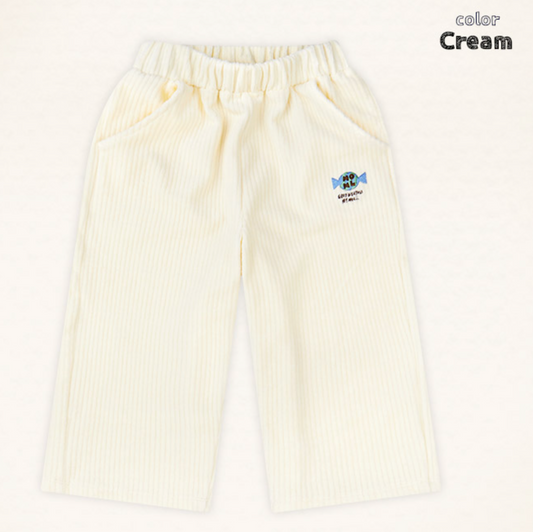 Corduroy Wide Pants - Cream