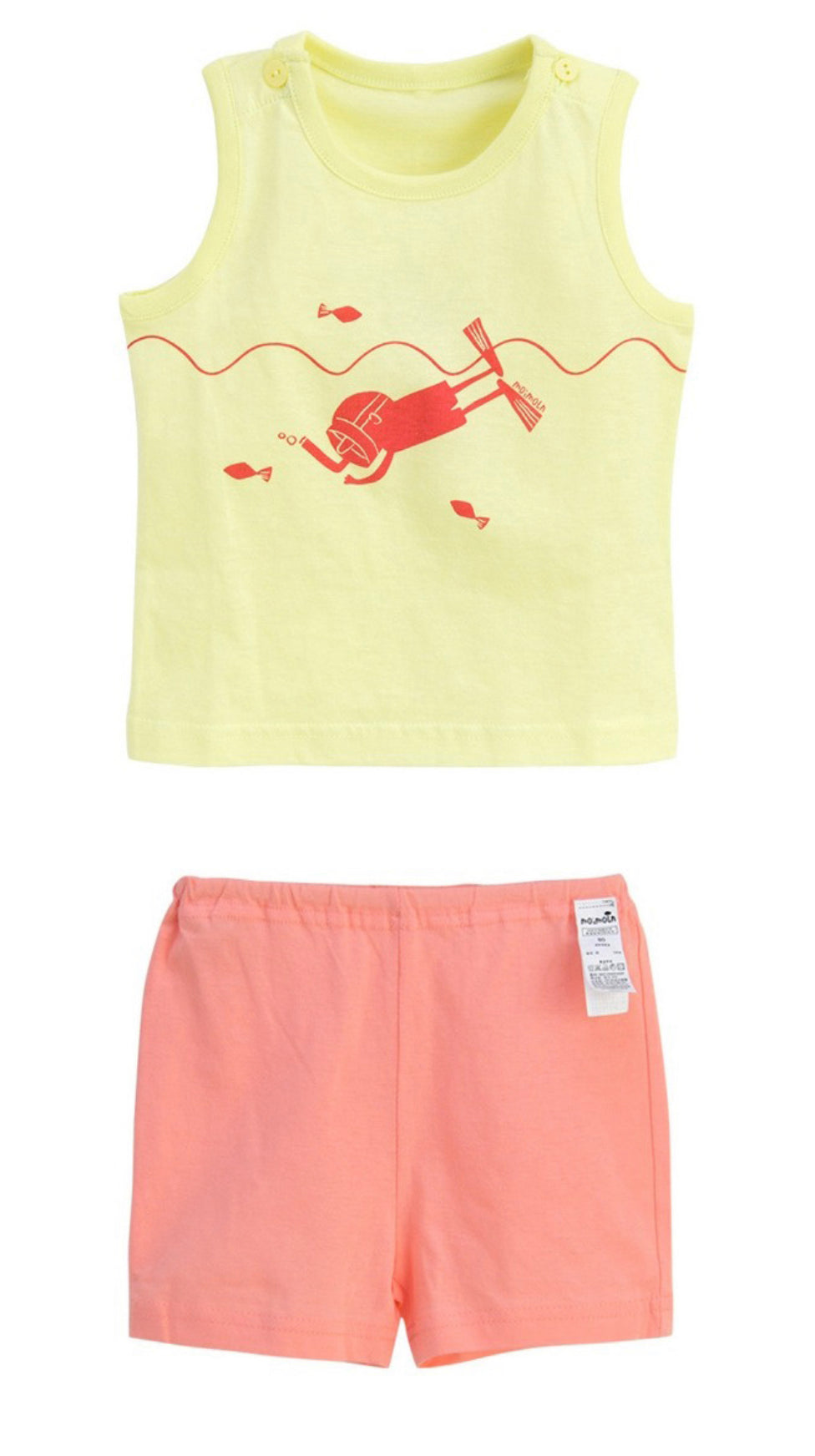 Sleeveless pajama set - mint/orange/pink