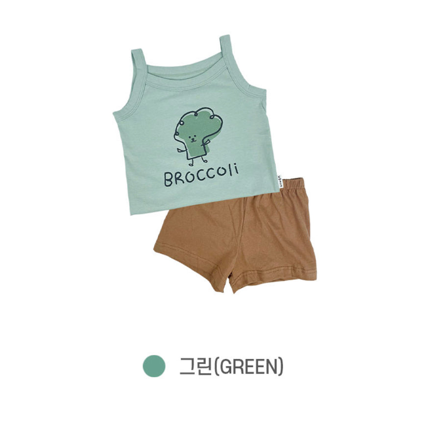 Vegetable Sleeveless Shorts Set - Green