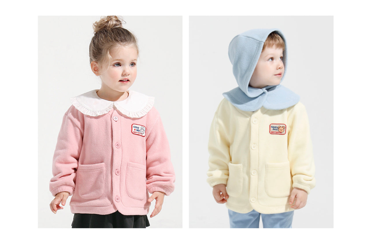 Preschool Fleece Cardigan - Cream / Pink