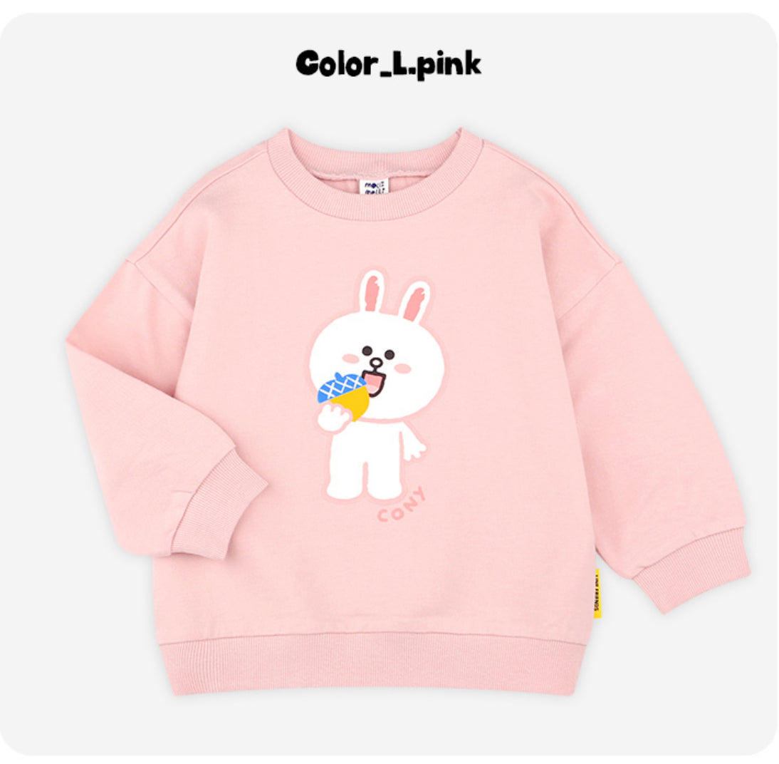 Line Friends Drawing Acon Sweatshirt - Ivory / Pink