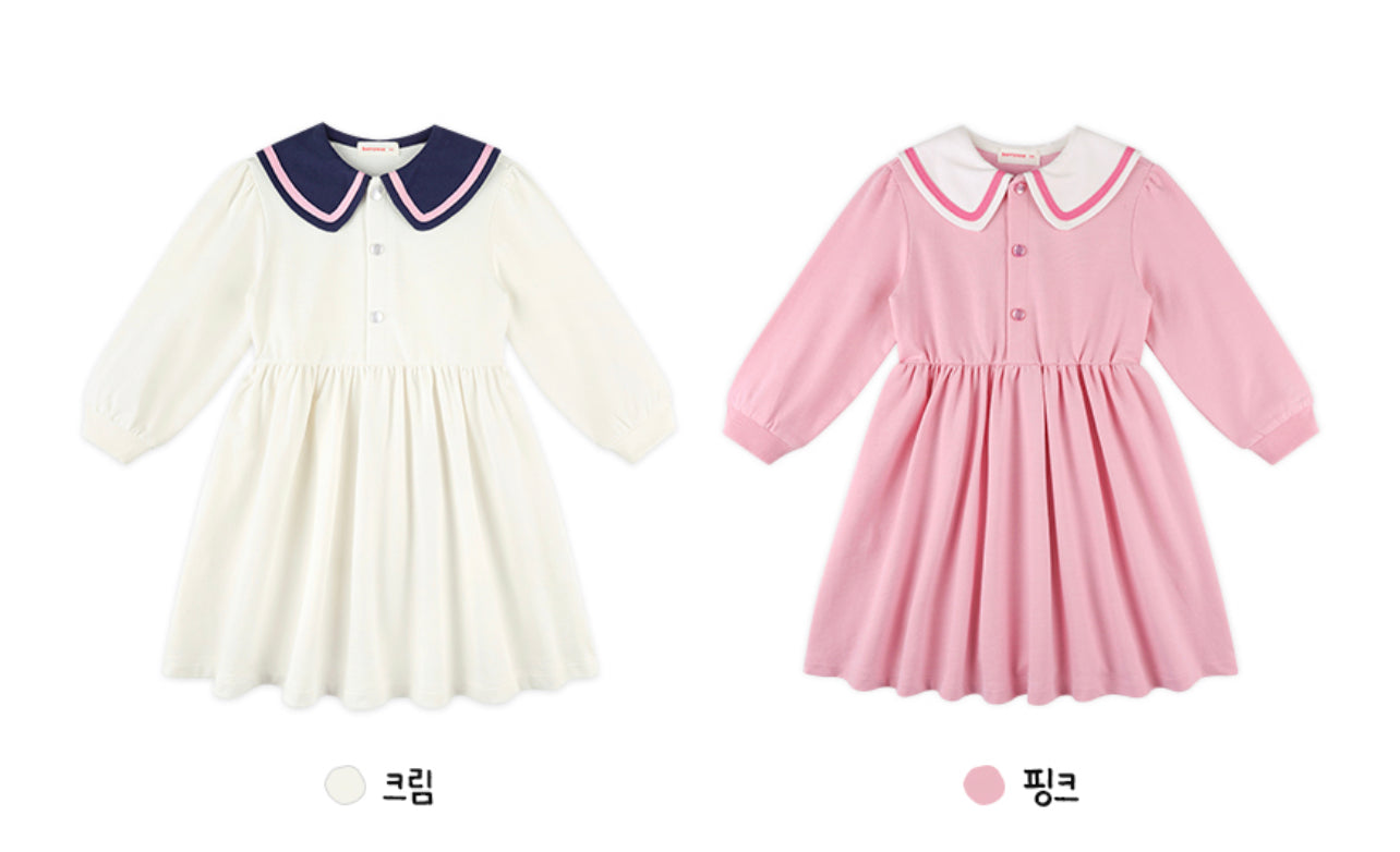 Berry Girl Sailor Dress - Cream / Pink