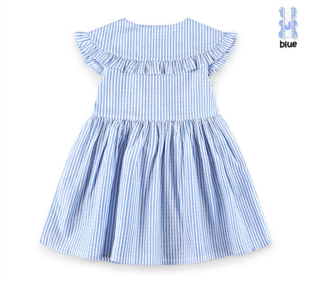 Blue Stripe Big Collar Dress