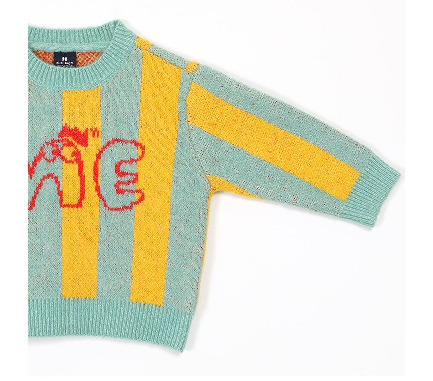 Funny Sweet Striped Knitted Pullover - Mint
